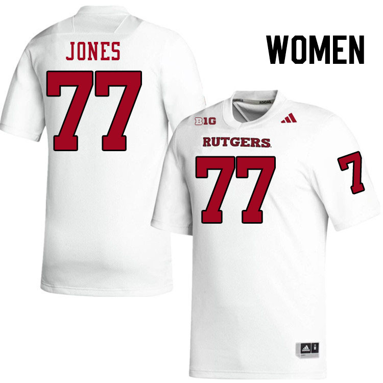 Women #77 Kenny Jones Rutgers Scarlet Knights 2024 College Football Jerseys Stitched-White